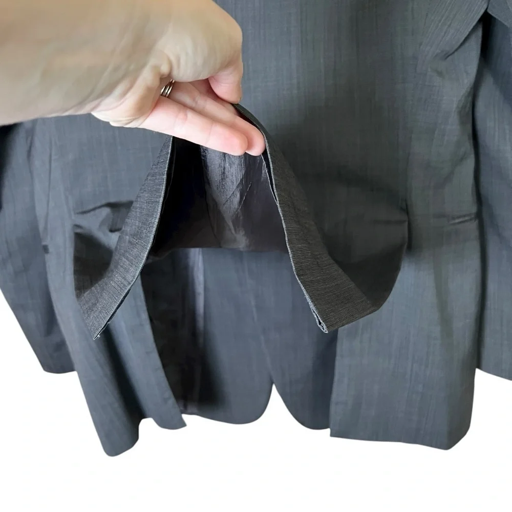 ARMANI COLLEZIONI Mens 46L Gray Blazer Suit Jacket Sports Coat Virgin Wool Blend